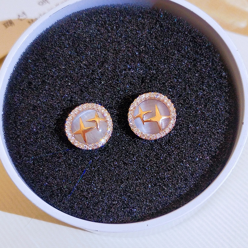 [Jiudolan] Khuyên Tai Ngôi Sao Đính Đá Opal Nhân Tạo Tinh Tế Đơn Giản Cho Nữ