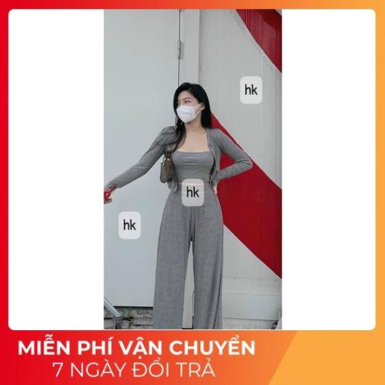 [ 𝐅𝐑𝐄𝐄 𝐒𝐇𝐈𝐏 ] Set bộ nữ 3 món áo len áo choàng mix quần suông thụng