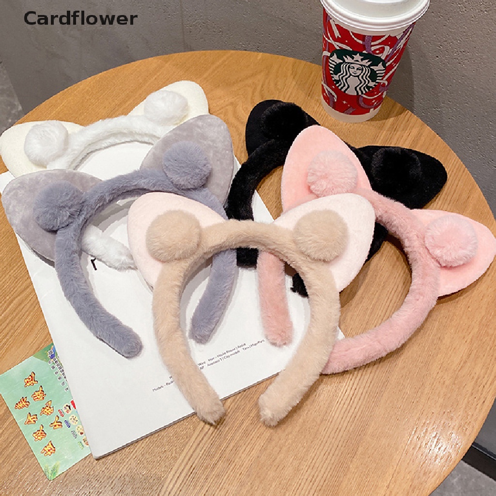 &lt; Cardflower &gt; Kẹp Tóc Rửa Mặt Hình Tai Mèo Bằng Lông Nhung Dễ Thương Thanh Lịch Và Tinh Tế Dành Cho Bạn Nữ