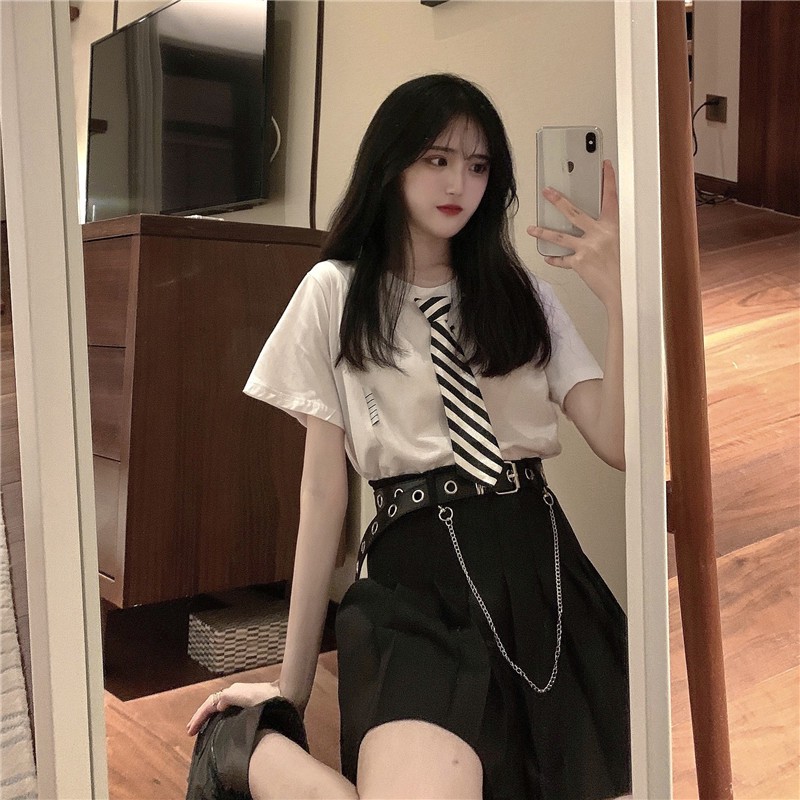 [SẴN] Chân váy xếp ly Ulzzang Quảng Châu VVN18 (kèm dây nịt) | BigBuy360 - bigbuy360.vn