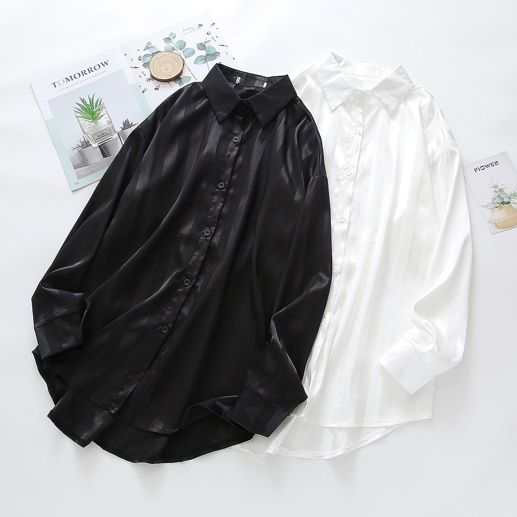 Áo Sơ Mi Tay Dài Hoạ Tiết Kẻ Sọc Phong Cách Phương Tây Thanh Lịch Thời Trang Cho Phụ Nữ