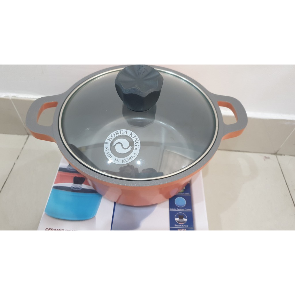Nồi men Ceramic korea king size 22cm  sử dụng bếp điện từ