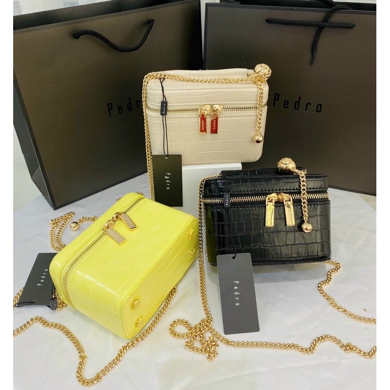 Túi p.e.d.rio vanity hộp da vân đen | BigBuy360 - bigbuy360.vn