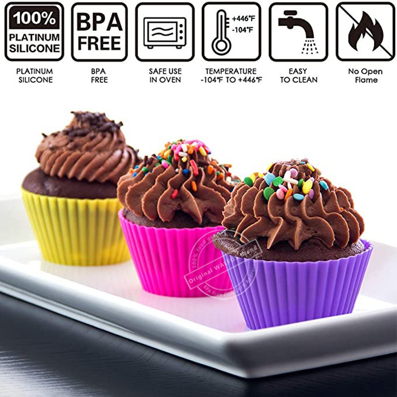 1/2/4 Cốc Silicone Làm Bánh Cupcake Có Thể Tái Sử Dụng
