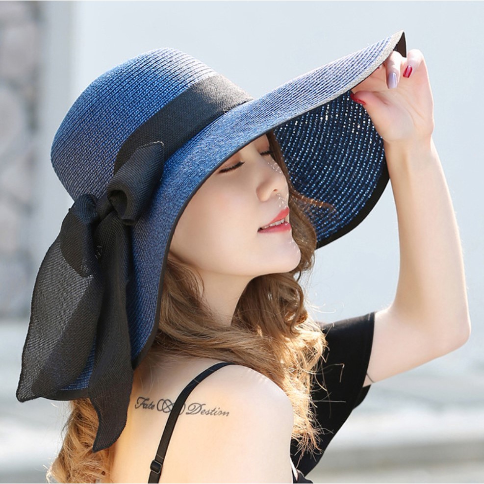 Nón mũ thời trang gấp gọn chống nắng ngày hè cực tốt cực đẹp mũ dùng đi biển chống tia UV bảo vệ làn da mịn như lụa