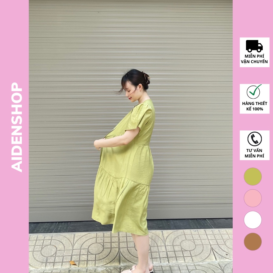 Váy bầu công sở đẹp Aidenshop Đầm bầu thiết kế mùa hè thời trang sau sinh