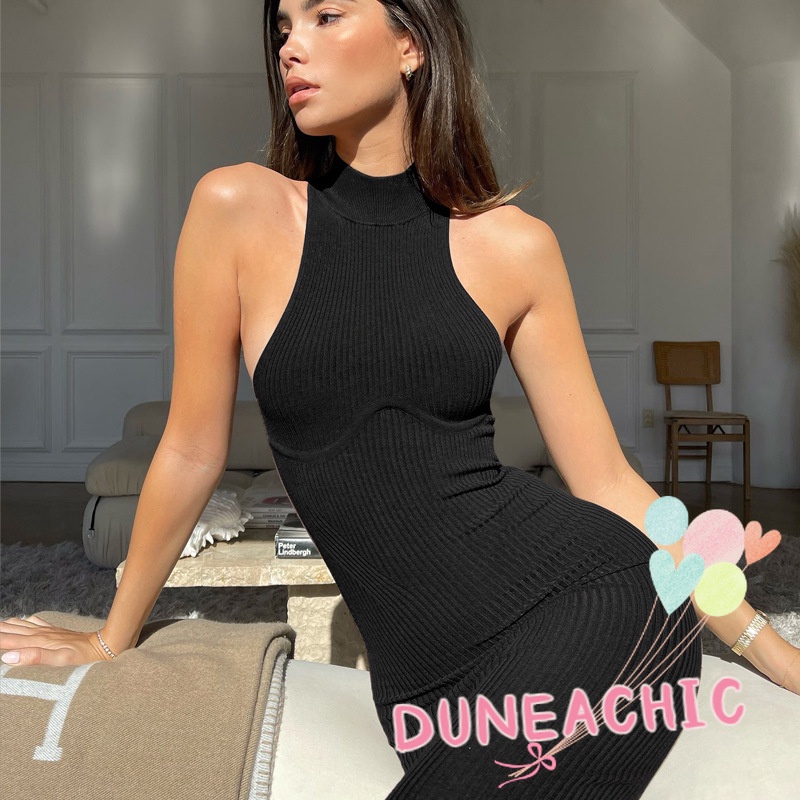 DUNEA Đầm sát nách hở lưng quyến rũ thời trang cho nữ