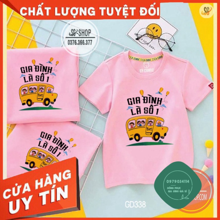 Áo Thun Gia Đình Là Số 1 - Màu Hồng Nhạt (GD338HN) Áo thun giá sỉ