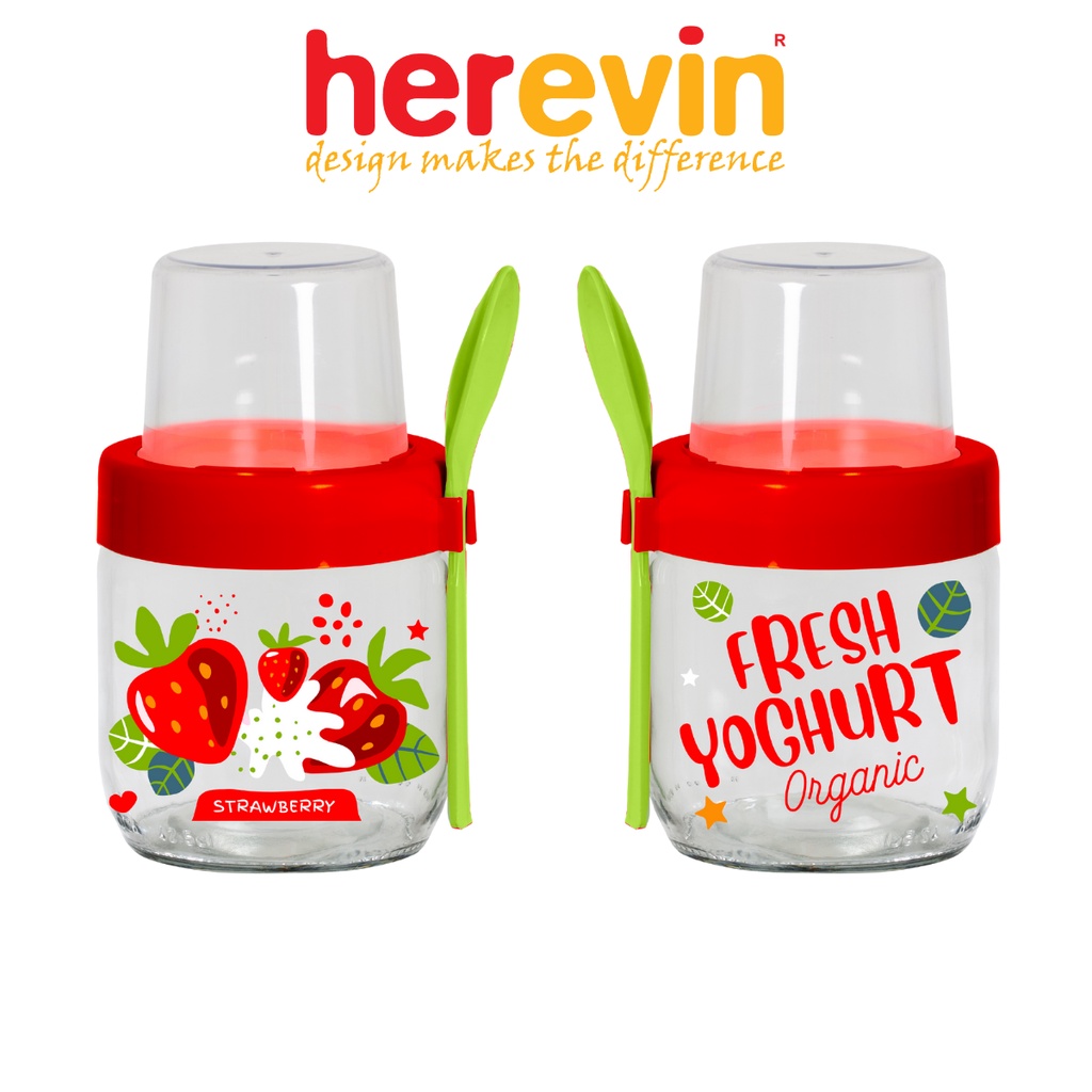 Bộ 3 Hũ Yogurt Thuỷ Tinh Herevin 425ml - HEHU131615-802 [GIAO MÀU NGẪU NHIÊN]