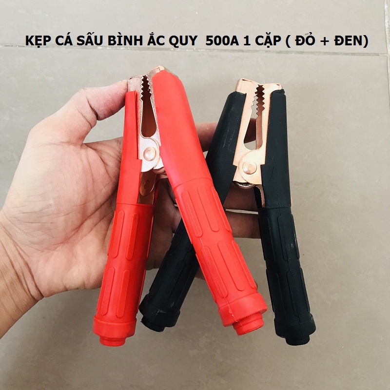 Kẹp bình acquy 200A-500A-100A kẹp cá sấu bộ 2 chiếc đỏ và đen