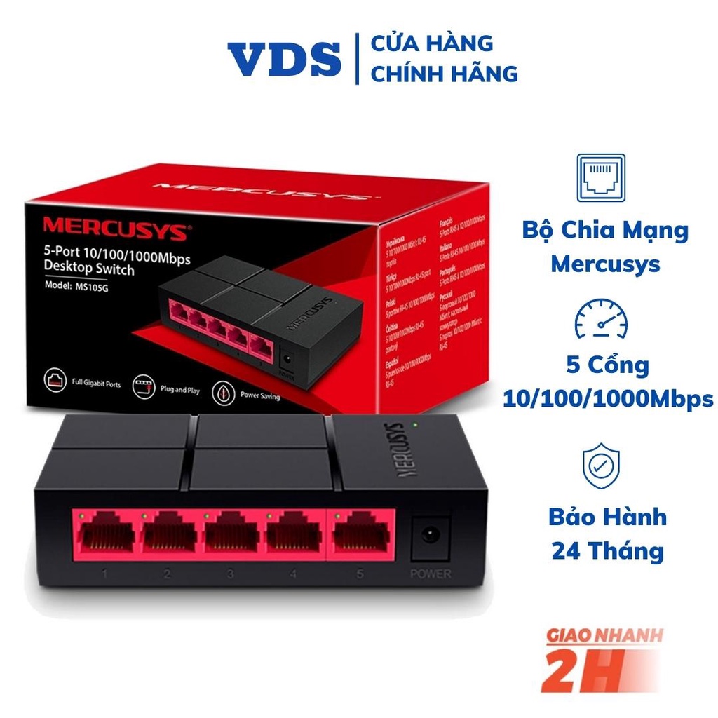 Bộ chia mạng tín hiệu 5 cổng switch 5 port 10/100/1000Mbps Mercusys MS105G VDS shop