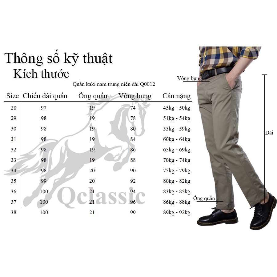 Combo 2 Quần kaki nam trung niên dài bền màu, thanh lịch quý ông lịch lãm Q0011