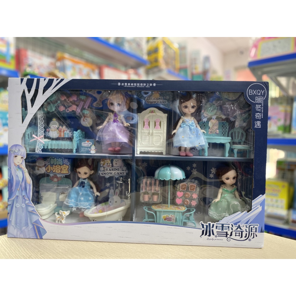 Búp bê Barbie cô gái công chúa băng Elsa 5D Nữ Hoàng Băng Giá Hàng Đẹp Cỡ To tóc mây tết tóc