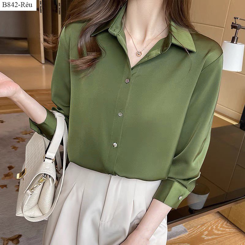 B842- Áo sơ mi nữ lụa dáng basic LAMO