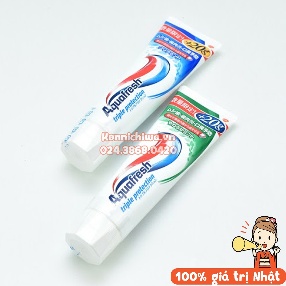 [Hàng Nhật] Kem đánh răng AQUAFRESH 140g | Trắng răng, bảo vệ nướu, ngừa hôi miệng, hương bạc hà và trà xanh tươi mát