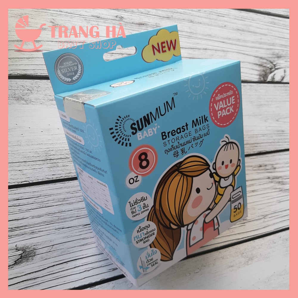 💘Tem Nguyên Seal 💘 Hộp 50 Túi Trữ Sữa Sunmum 250ml Thailand