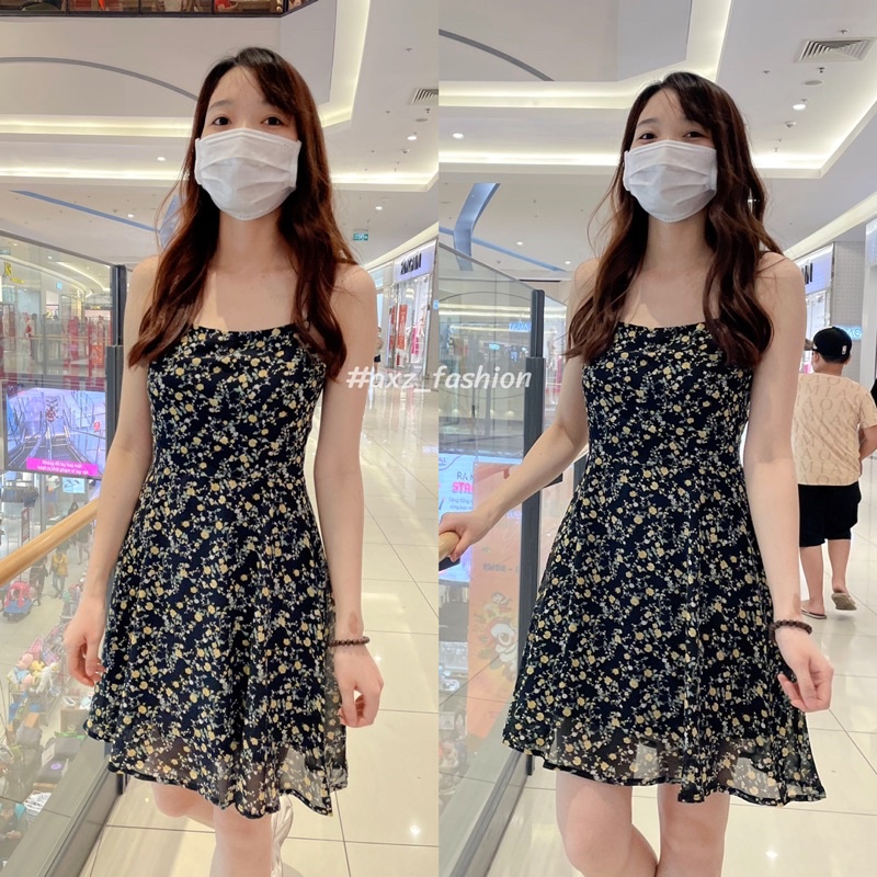 Váy hai dây hoa nhí hồng vàng | YELROSE DRESS - BLUE CHIC