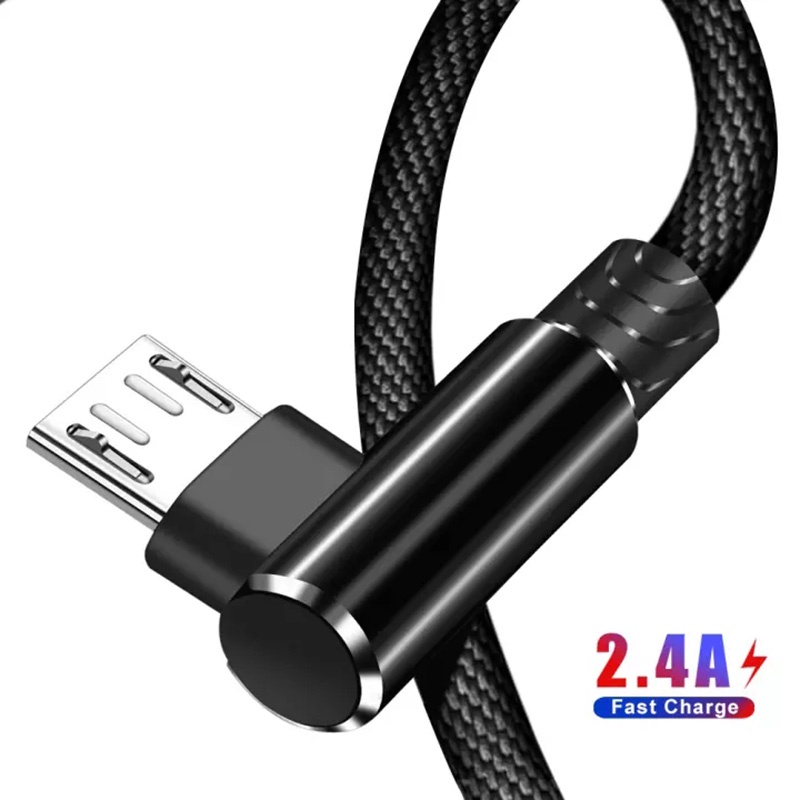 Cáp sạc nhanh USB góc 90 độ 2.4A cho điện thoại thông minh Samsung S7 Xiaomi Android