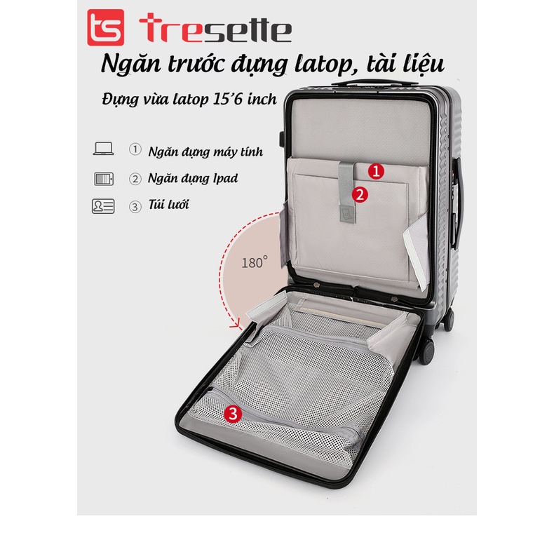 FREESHIP [SIZE 20 INCH] Vali khóa kéo cao cấp nhập khẩu Hàn Quốc Tresette TSL- 2908