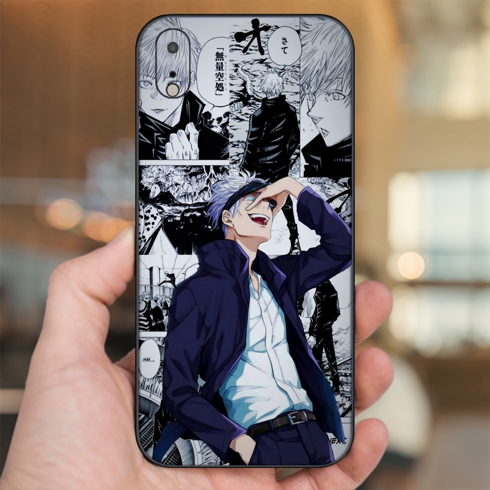 Ốp lưng iPhone Xr dẻo đen cạnh vuông in hình Satoru Jujutsu Kaisen
