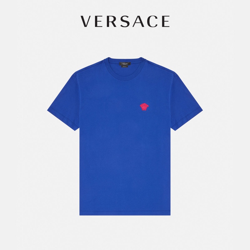 Áo Thun Cotton Ngắn Tay Logo Versace Cá Tính Dành Cho Nam