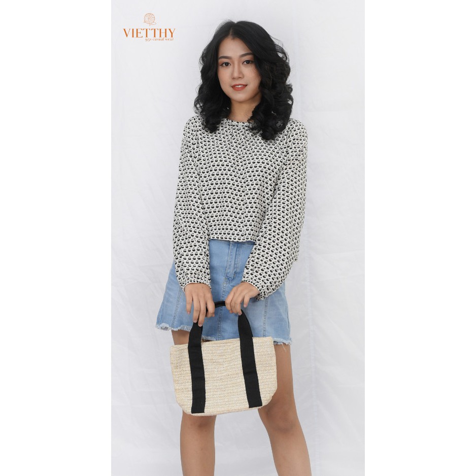ÁO CỔ TRÒN NHÚNG CỔ
