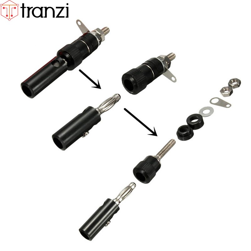 Giắc bắp chuối đực 4mm đỏ - túi 10 cái