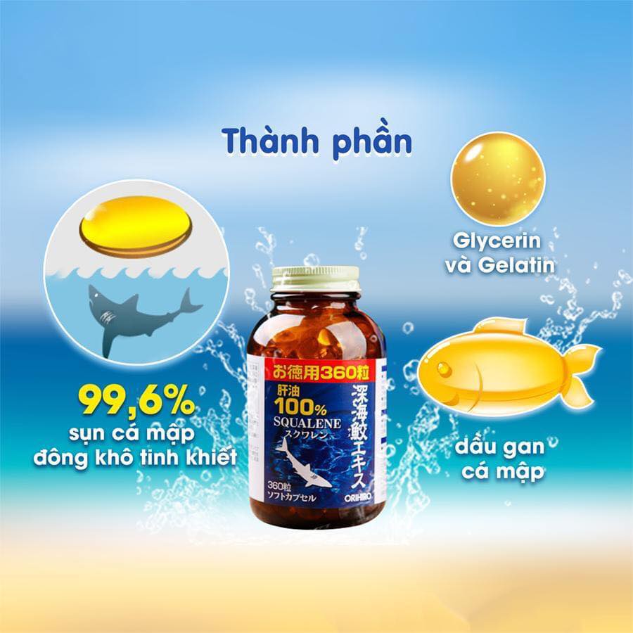 Viên Uống Sụn Vi Cá Mập Orihiro Squalene 360 Viên Nhật Bản