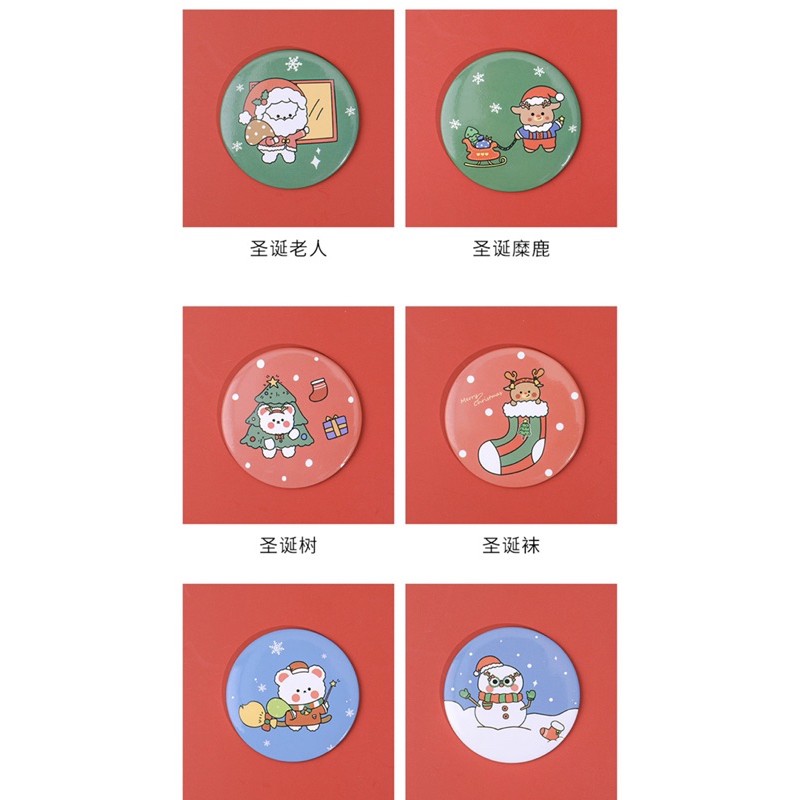 gương noel giáng sinh mini 7cm bỏ túi tiện lợi