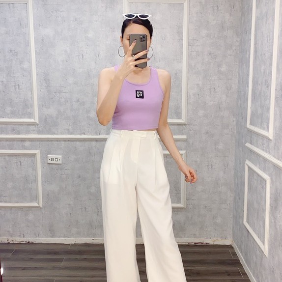 [Mã FAMAYWA giảm 10K đơn 50K] Áo Croptop cọc tay TS thêu wang