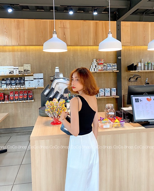 Áo Croptop Lệch Vai Sát Nách 5 Màu (CÓ ẢNH THẬT KÈM BẢNG TÊN SHOP) | BigBuy360 - bigbuy360.vn