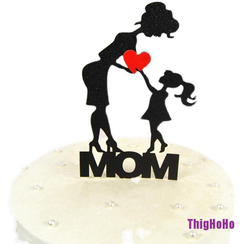 Set 4 Que Cắm Trang Trí Bánh Cupcake Hình Chữ I Love Mom