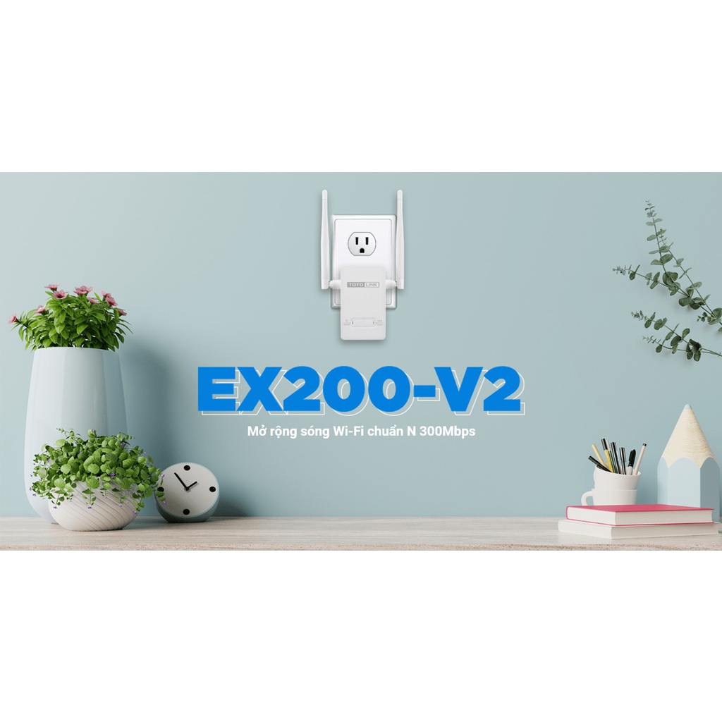 [Mã BMBAU50 giảm 10% đơn 99k] Repeater wifi Totolink EX200_V2 - Thiết bị mở rộng Wi-Fi chuẩn N 300Mbps