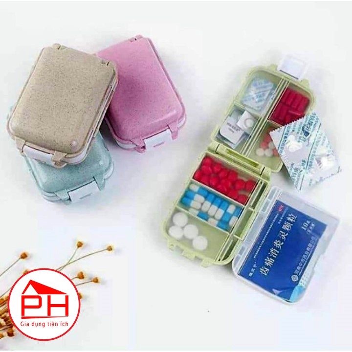 HỘP CHIA THUỐC 8 ngăn 3 tầng gấp gọn tiện lợi cho bé chất liệu nhựa LÚA MẠCH an toàn vệ sinh - Gia dụng Phước Hòa