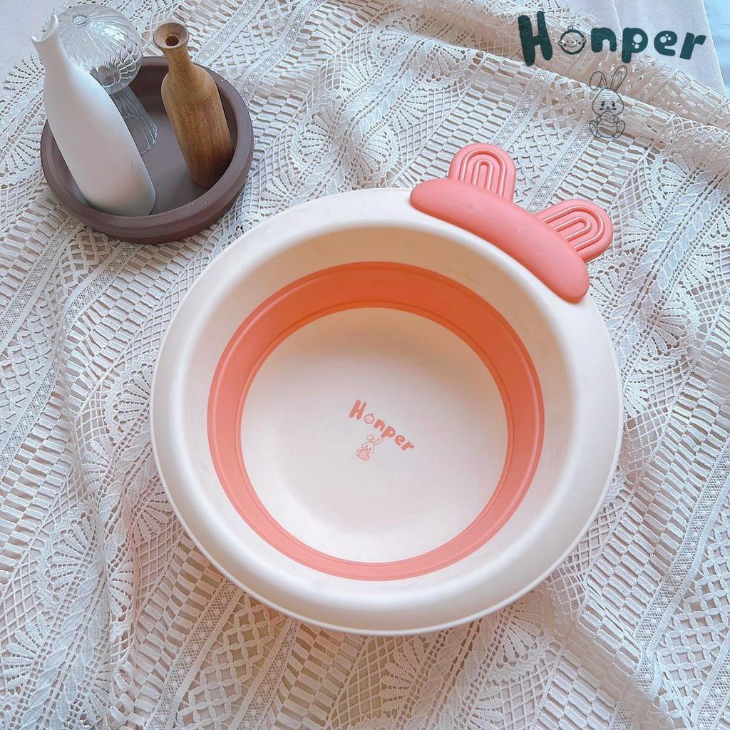 Chậu rửa mặt Honper hình Thỏ siêu xinh gấp gọn cho bé vệ sinh nhựa cao cấp