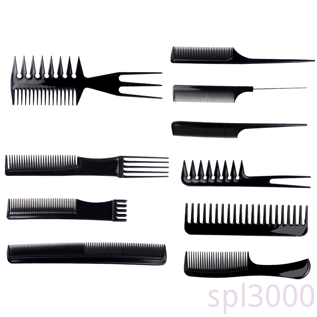 Set 10 lược răng thưa tạo kiểu tóc dành cho nam nữ