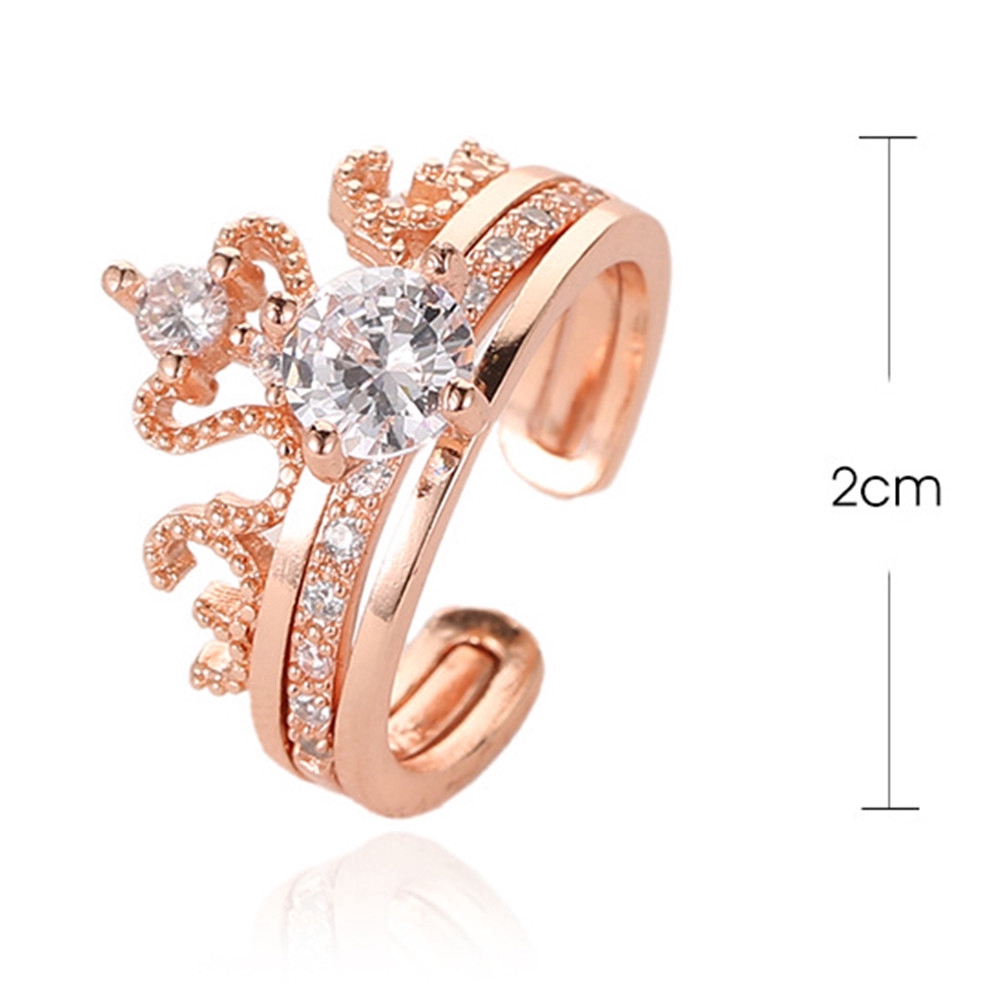 Set 2 Nhẫn Đính Đá Zircon Có Thể Điều Chỉnh Kích Cỡ Thời Trang