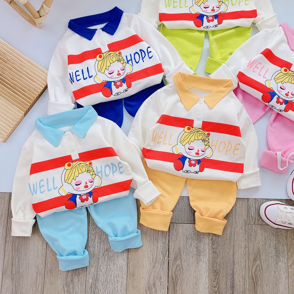 Bộ đồ dài tay thu đông cho bé gái từ 8-18kg