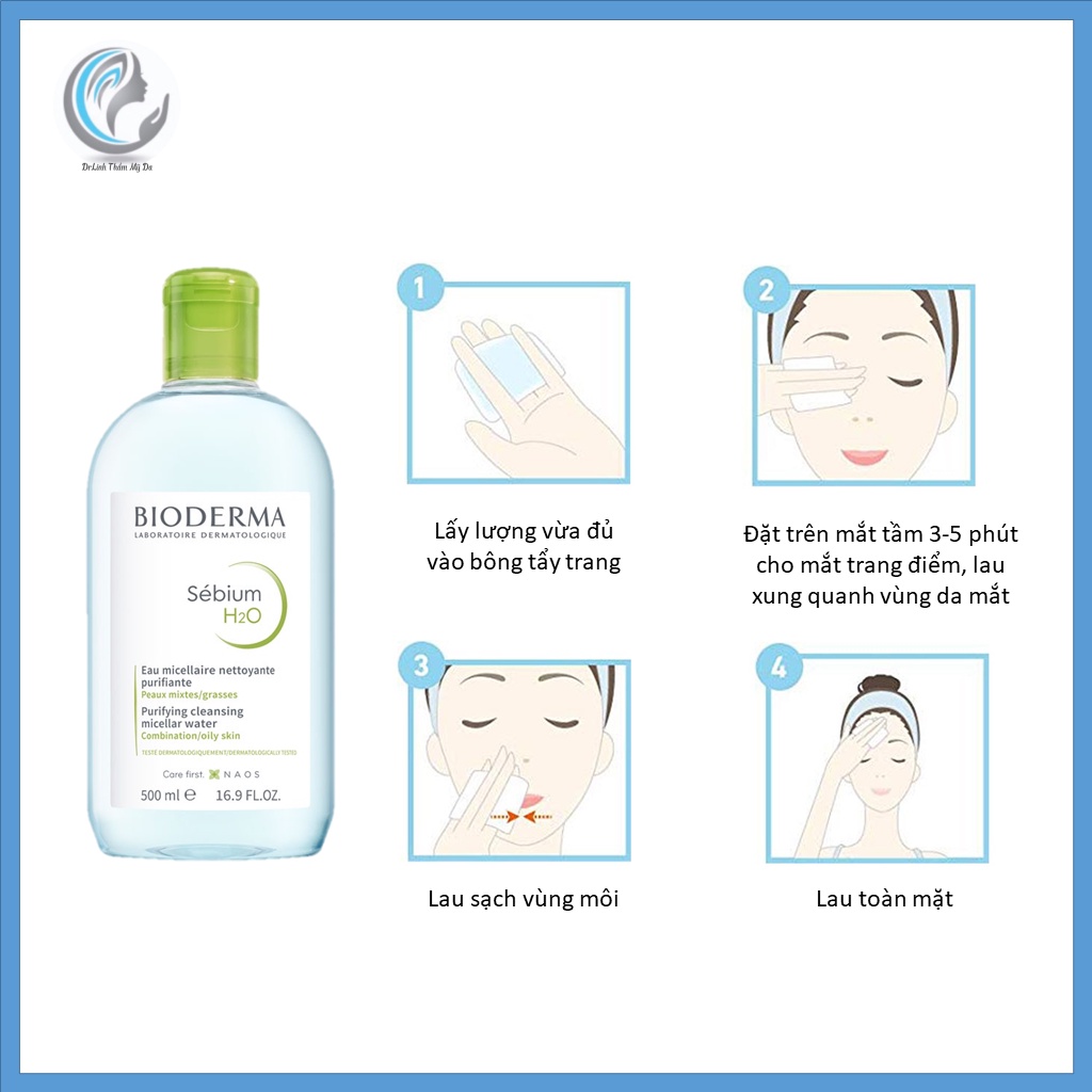 Nước tẩy trang Bioderma Sebium H2O cho da dầu mụn TT01