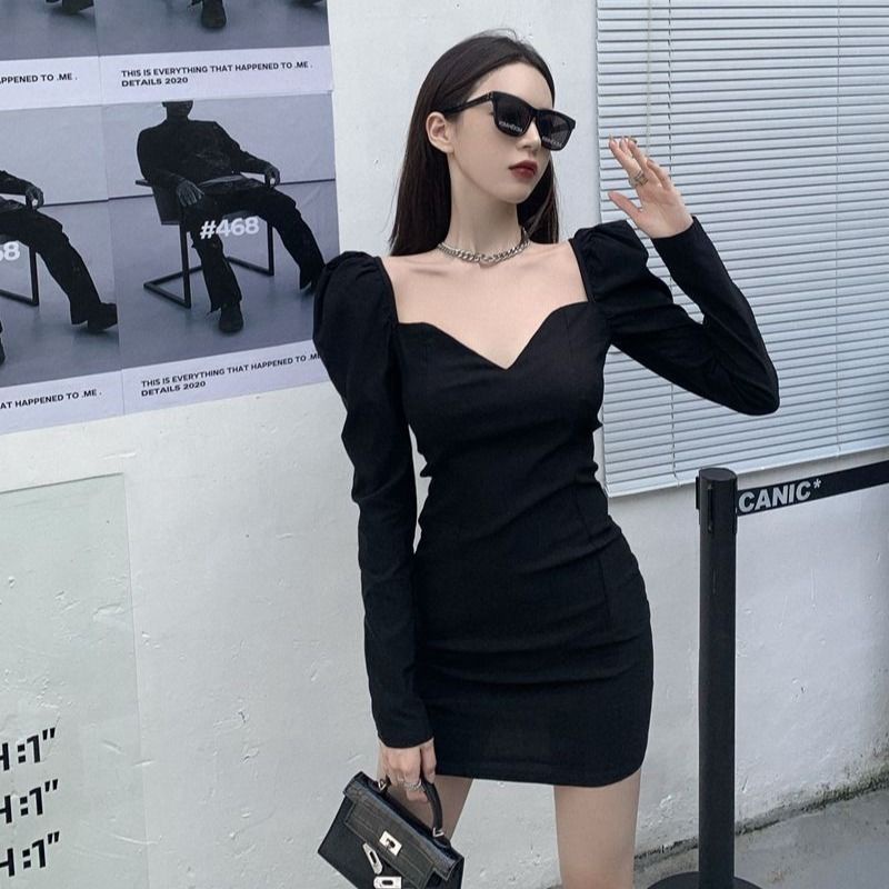 Sang Trọng Đầm Nữ Tay Dài Dáng Ôm Thời Trang Quyến Rũ