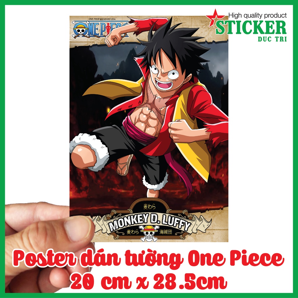 One Piece Poster tranh dán tường.Decal nhựa có cán màng sẳn keo chỉ lột dán. P1