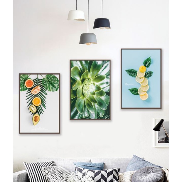 Set 3 tranh Decor trang trí tường Lá Xanh, Cây nhiệt đới Bắc Âu siêu độc