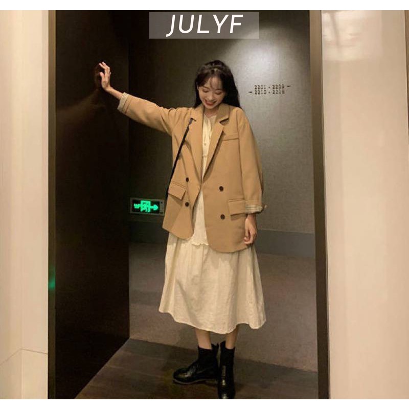 Áo khoác blazer nữ form rộng dài tay JULYF - Vest kiểu dáng trẻ trung học sinh vintage, phong cách hàn quốc ulzzang