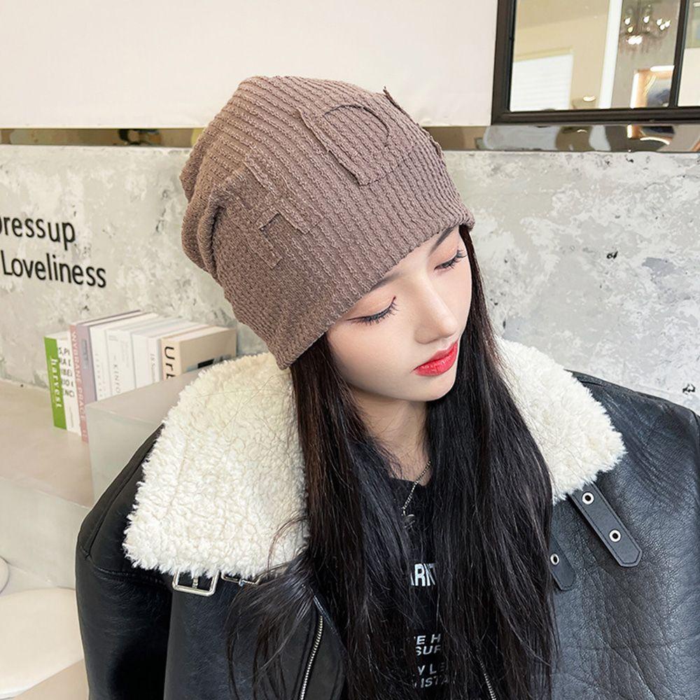Mũ Beanie Dệt Kim Màu Trơn Dễ Thương Cho Nam Nữ