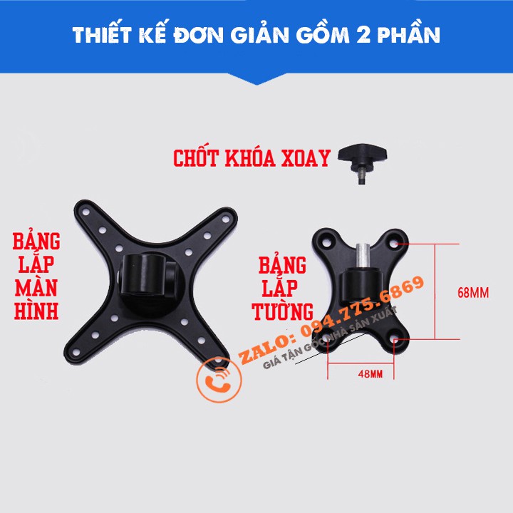 Giá Treo Màn Hình 17 - 32 Inch - Xoay 360 Độ - Chất Liệu 100% Hợp Kim Nhôm - Model: CY01