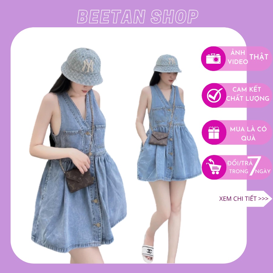 Váy bò ba lỗ dáng babydoll loại xịn