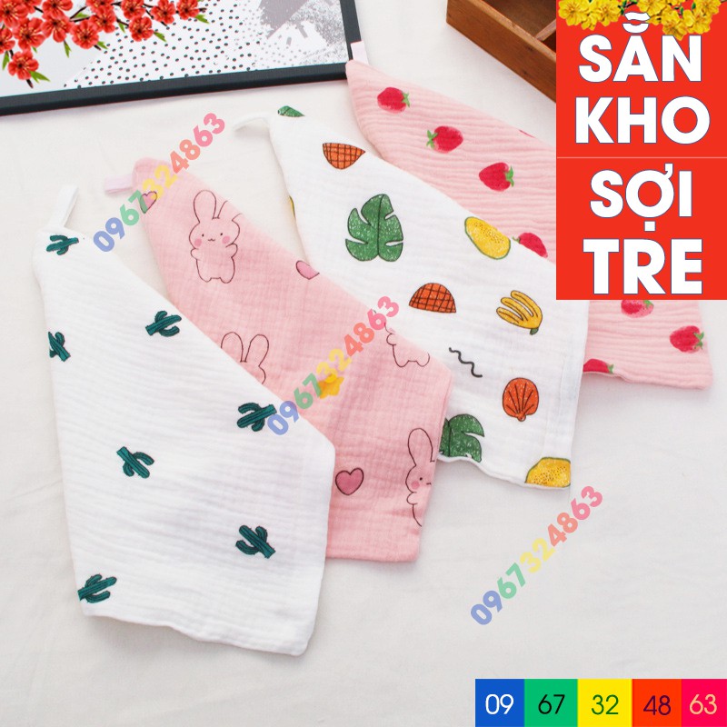 Khăn Sữa Cho Bé 💖FREESHIP💖 Khăn Sợi Tre 2 Lớp Size To Cao Cấp TE19