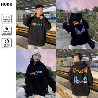 Áo khoác hoodie nam nữ form rộng tay phồng vải nỉ màu đen in hình, áo hoodie unisex unicon