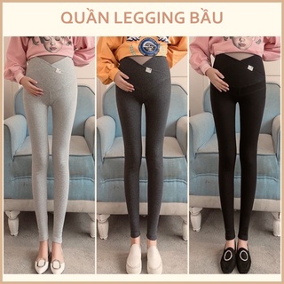 Quần dài Bầu kiểu dáng Legging, chất Cotton mềm, dày ấm, co giãn thoải mái. Hàng cao cấp
