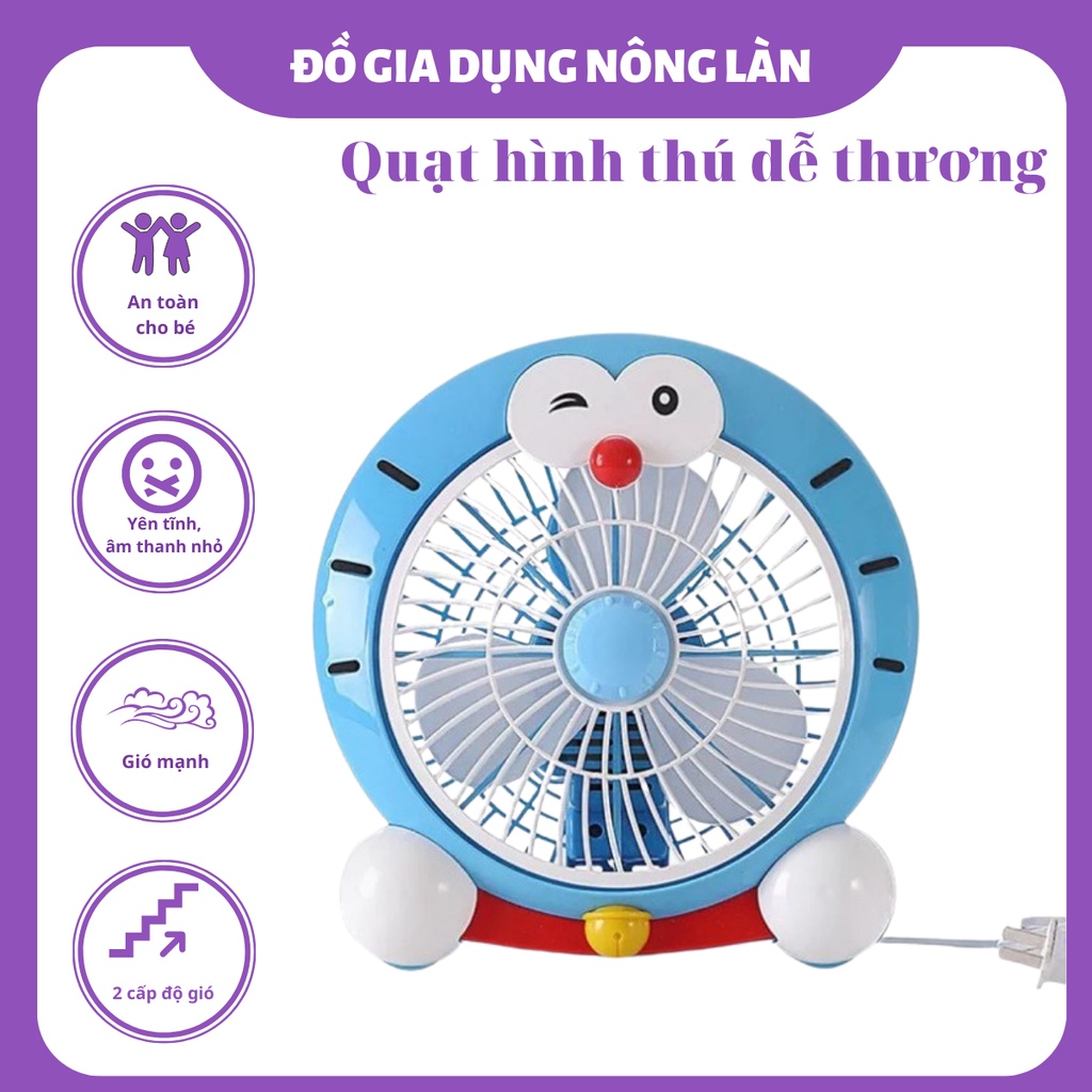 Quạt Để Bàn Hình Thú Dễ Thương - Quạt Điện Nhỏ Để Bàn Văn Phòng, Giường Cho Bé, 2 Tốc Độ Gió,20W, KT 29x29x13